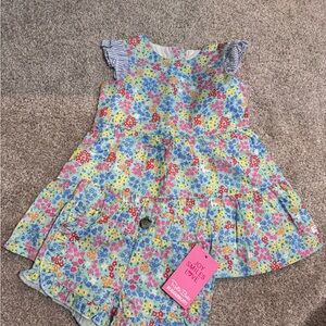Ruffle Butts Floral Blue and Pink Set